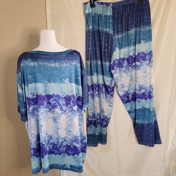 Women's 5XL Blue & White Pajama Set - Comfort & Style - Picture 6 of 16